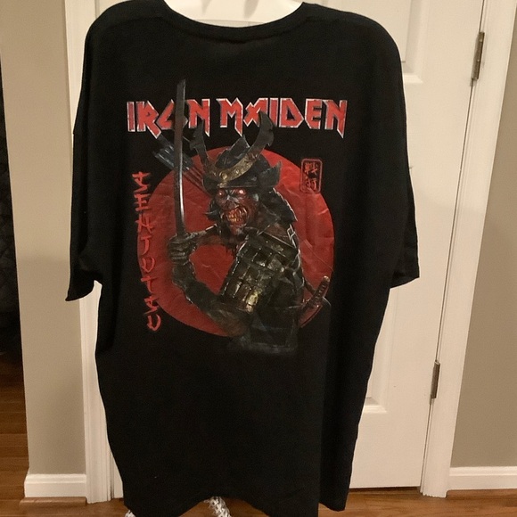 Black Iron Maiden Senjutsu Eddie Red Circle Graphic Tee on both sides - Picture 3 of 5